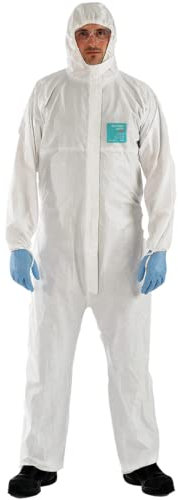 DSTOCK60- 2 Combinaisons AlphaTec 2000 Ts plus Taille XXXL - Blanc – Combinaison de protection jetable à capuche – Protection chimique de Catégorie III - Robuste et Légère