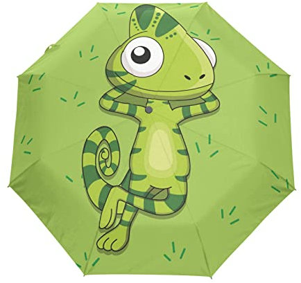 Grünes Lässiges Dinosaurier-Insekt Regenschirm Automatik Auf-Zu Taschenschirm Umbrella Kompakt Schirme für Jungen Mädchen Strand Frauen