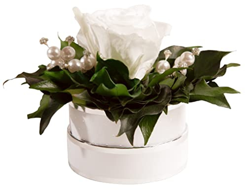 Infinity Rosenbox Kristall und Perlen 1 echte Rose haltbar Mama Geschenk Muttertag (bURGUNDY)