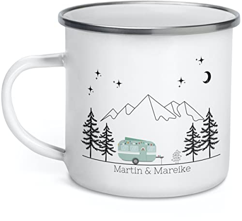 Little Mathilda Emaille Tasse Camping Hippie Wohnwagenanhnger personalisierte Kaffetasse mit Namen Wohnwagen Wohnmobilbesitzer Campingküche Zubehör Geschenk für Camper Edelstahlbecher