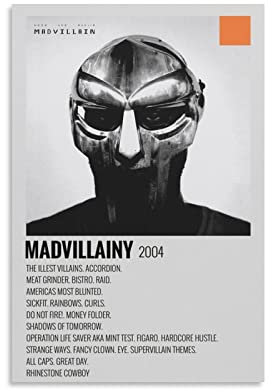 Rapper MF Doom Poster Madvillainy Album Minimalistisches Polaroid Modern Decor Art Deco Fashion Pop Art 50 x 75 cm