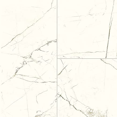 247Floors Marble Tile Effect Apex Vinyl Flooring 2.6mm Thick Anti-Slip Lino for Bathroom Kitchen Hall (White Marble Tiles, 2m x 2m)