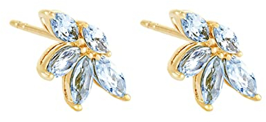 Dsnyu Ohrringe Silber S925 Damen, Zirkonia Ohrstecker Lang, Blume Hellblau Damen Ohrringe für Sie Gold