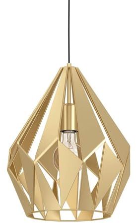 EGLO Pendelleuchte Esstisch Carlton, Vintage Hängelampe für Wohnzimmer und Esszimmer, Esszimmerlampe aus Metall in gold, Lampe hängend mit E27 Fassung, Ø 31 cm
