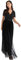 Maya Deluxe Abendkleid mit Pailletten Cocktailkleid Damen mit V-Ausschnitt Tüllkleid Schwarz Größe 48