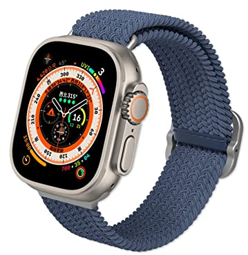 RhinoShield Correa trenzada Apple Watch Series 1/2/3(42mm)+S4/5/6/SE(44mm)+S7/8/9(45mm)+S10(46mm)+Ultra/Ultra 2(49mm) | Repelente al agua y sudor. Suave y elástica - Azul Marino