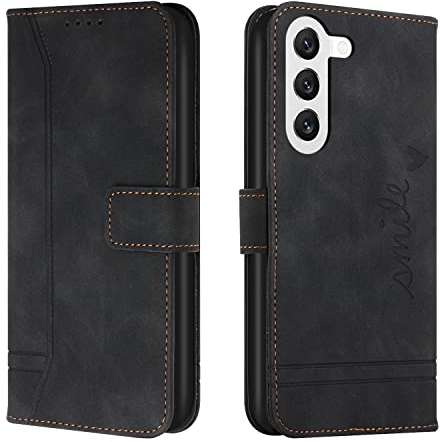 Trugox Handyhülle für Samsung Galaxy S23 5G Hülle Klappbar Klapphülle mit Kartenfach Handytasche Handy Schutzhülle Tasche Leder Wallet Flip Case Slim Book Cover - Schwarz