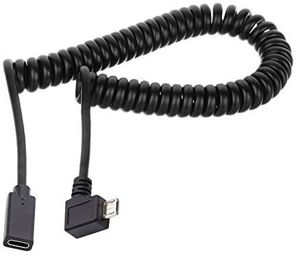 NFHK Stretch Coiled USB-C Keyboard Mouse Cable for Gaming Keyboard Micro USB Male to Type-C Female Extension Cable Power & Data