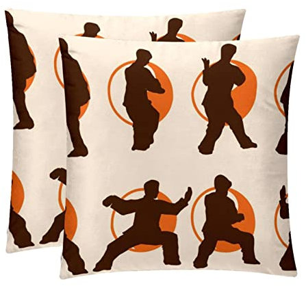 2 x Kissenbezüge, dekorativer quadratischer Kissenbezug, weicher Tai-Chi-Muster, Kissenbezug für Sofa, Schlafzimmer, Stuhl, Auto