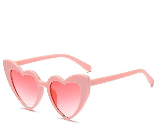 SECALIFE Heart Shaped Party Glasses, Multicolor Heart-shaped One Piece Sunglasses for Women Summer Party, Pink
