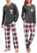 SWOMOG Weihnachten Schlafanzug Buffalo Plaid Pyjama Hose mit Taschen Langarm Oberteile Paare & Familie Pjs