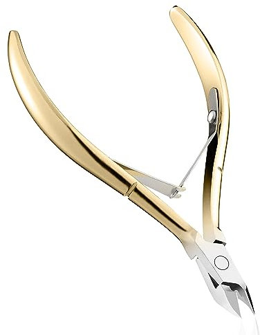 GAOY Gold Cuticle Nippers, Professional Cuticle Trimmer, Stainless Steel Nail Clippers, Scissors, Cuticle Remover, Macicure Tool for Fingernails and Toenails
