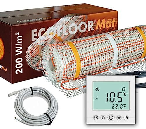 6 qm PREMIUM Fußbodenheizung 1200 Watt elektrisch Fliese Bad Heizmatte mit Thermostat 6 m²