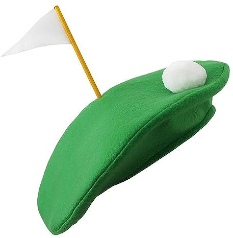 Golf-Baskenmütze, grüne Baskenmütze, mit Bommel und Lochflagge, perfekt für Kneipen, Minigolf und andere Kostümveranstaltungen, 12 Stück