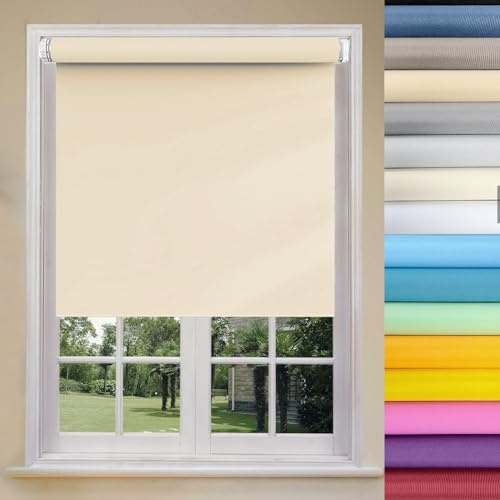Light Filtering Roller Blinds 115 x 60 cm In a Variety of Colours and Sizes Ideal Blackout Roller Blinds Window Shades Easy to Install, for Bedroom Living Room Office, Beige
