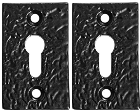Hammer and Tongs - Rectangular Escutcheon Plate - W30mm x H50mm - Black - Pack of 2