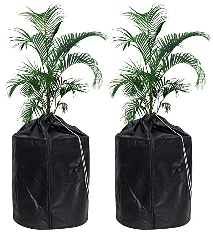 kyaoayo Winterschutz Für Pflanzen, 2 Stücke Winterschutz für Topfpflanzen, Thermo Topfschutz mit Reißverschluss, Atmungsaktiv Reißfest, überwinterungszelt Pflanzenschutz, 50x45 cm