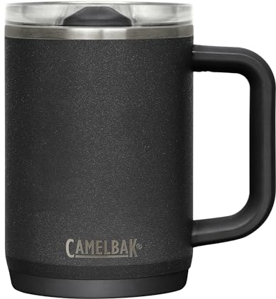 CAMELBAK Thrive Isolierbecher 475 ml – Vakuumisolierter Edelstahlbecher für heiße & kalte Getränke – Auslaufsicher, mit weichem Griff & stoßgeschütztem Boden – Perfekt für unterwegs - Black