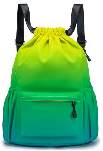 MISWAN Turnbeutel Mädchen Sportbeutel Wasserfest Schwimmtasche Kinder Schwimmrucksack Rucksack Swimming Pool Backpack Damen Sport, Kordelzug Sportsack Schwimmen Gym Bag (Gelbgrün)