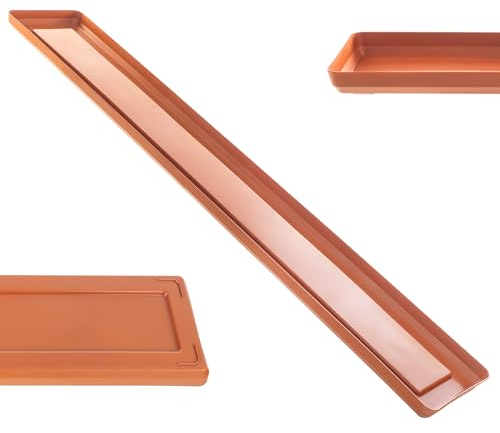 KADAX Sottovaso per vaso di fiori, in plastica, rettangolare, per vasi di fiori, sottovaso (rosso mattone, 80 cm), K9985