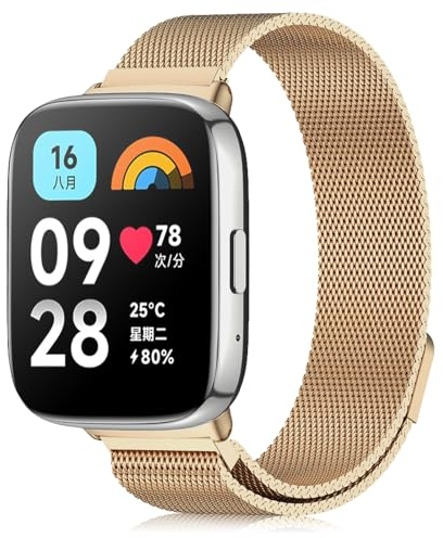 CHANRASI Correa compatible con Xiaomi Redmi Watch 3 Active, Metal ajustable de acero inoxidable reloj pulsera de repuesto para Xiaomi Redmi Watch 3 Active Oro rosa
