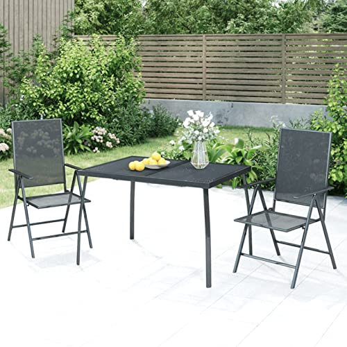 ShCuShan 3-TLG. Garten-Essgruppe Garten Tische FüR DraußEn Garten MöBel Set Essgruppe Mit StüHlen Garten Sitzgruppe Anthrazit Stahl 3187980