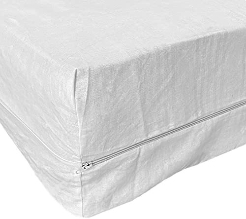 LARA MORADA - Coprimaterasso Una Piazza E Mezza Con Zip, Totale Copertura Con Cerniera Zip, Facile Pulizia, 100% Cotone, Coprimaterasso Antiacaro Con Cerniera, Ipoallergenico, 120X200+25 CM