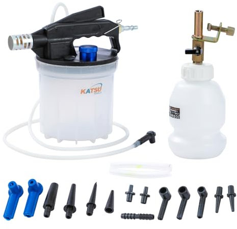 KATSU Tools Pneumatic Brake Fluid Bleeding Kit 2L Vacuum Brake Bleeder with 1L Refilling Bottle Suitable for Most Standard and ABS Brake Systems for Cars Trucks Motorcycles