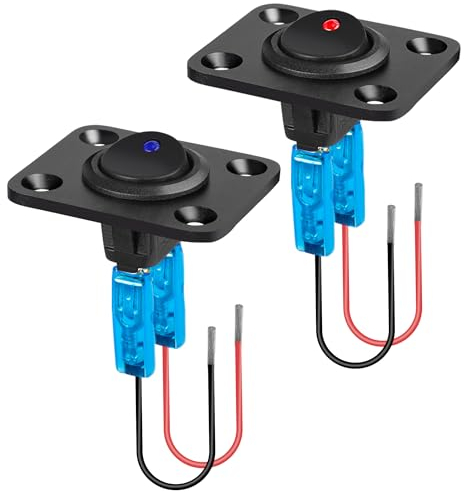 Linkstyle Panel Interruptor Basculante, 12V 20A LED Azul y Rojo Interruptor Basculante ON Off SPST para Coche Yate Barco Marina