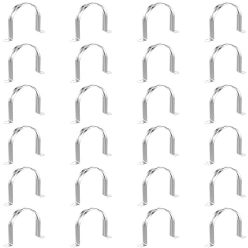 SEKSUALA 24Pcs 3 Inch (75mm) 304 Stainless Steel Conduit Clamps, U-Tube Strap Pipe Clamp Two Hole Strap U Bracket Rigid Pipe Metal Conduit Strap Tension Clips U-tube Clamp Heavy Duty