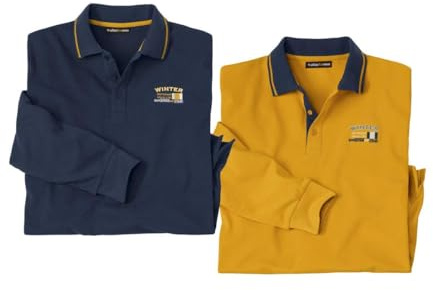 ATLAS FOR MEN - 2er-Pack Herren-Poloshirts - Lange Ärmel
