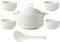 NNYCC Zuppiera con Ciotole, Ciotola Zuppa in Porcellana con Coperchio e Mestolo Set di Stoviglie Bianche per la Cucina di Casa Ristorante,2.4l+4