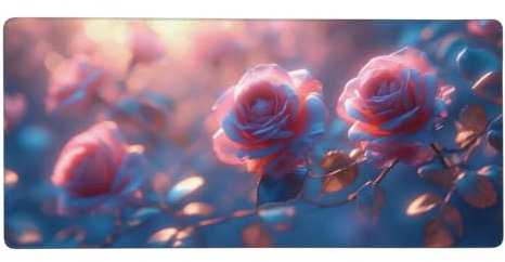 Groß Mauspad XXL 1600x800x3mm, Schreibtischunterlage Rose Mousepad Artistic Curve Vernähte Kanten Anti-Rutsch, Rosa Mauspad Gaming für PC, Laptop Verbessert Präzision und Geschwindigkei t-3388
