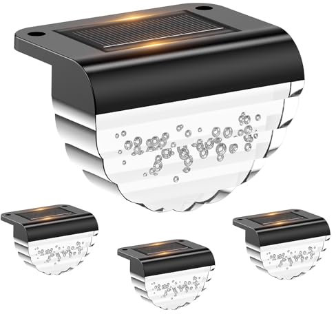 MUSUNIA Balkonbeleuchtung Solar - Wasserdichte Solarleuchten Garten Dekoration,4 Stück Solar Wandleuchte Aussen für Terrasse Garten und Stufen Warmweiß