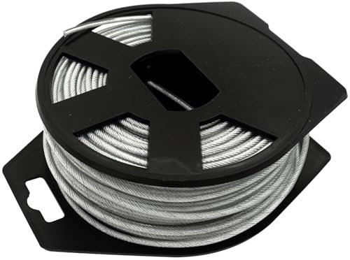 Zeqeey Filo di Ricambio per Decespugliatore con Anima in Acciaio e Rivestimento in Nylon, 2,4 mm x 43 m (0,095 Pollici) Rinforzato Cavo da Taglio di Erbacce