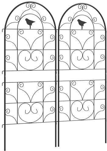 Outsunny Treillis en métal, Set de 2 à Planter, Inoxydable Support pour Plantes grimpantes avec Design d'oiseaux 50x120 cm Treillis pour Plantes d'intérieur Treillis de Plantes pour tomates Fleurs
