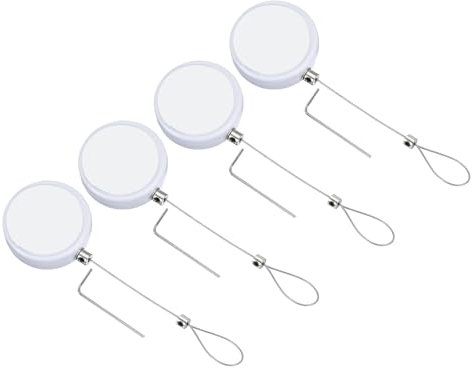 PATIKIL 1.5m / 4.9Ft Retractable Remote Control Tether, 4 Pcs Round Security Remote Cable Lock Adjustable Cable Leash Length for TV Remote Control Gaming Controller, White