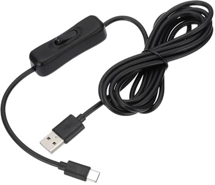 PATIKIL 6.56ft USB Extension Cable with on Off Switch, Type C to USB Male Data Support Power Supply Cord 4 Core Wire for LED Strip Desk Lamp Fan, Black