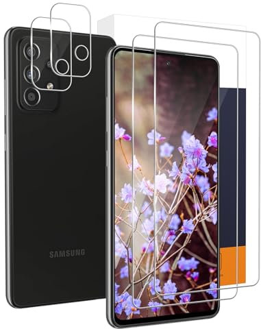 Carantee 2+2 Verre Trempé pour Samsung Galaxy A52/A52S 5G, 2.5D Demi écran A52 Protection Écran+Caméra Verre, 9H Dureté Sans Bulle, Tactile sensible, Anti Rayures, Ultra HD A52S 5G Vitre Protection