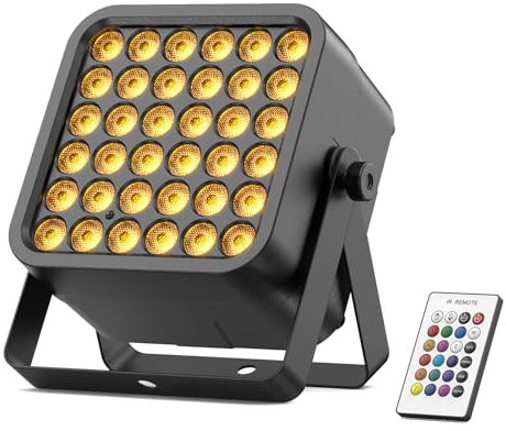 36 LED Akku Par Strahler, 54W 6 in 1 RGBWA+UV Par Licht, Disco Partylicht Scheinwerfer mit 5200mAh Batterie Fernbedienung Auto 8/10CH, Wiederaufladbar Geeignet für Bühne Party Geburtstag Club