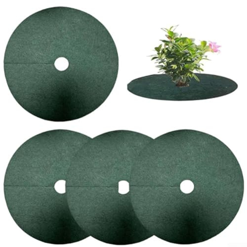HpLive Lot de 20 anneaux d'arbre, tapis de paillage, anneaux verts respirants en tissu non tissé, pour lutter contre les mauvaises herbes, disques d'arbres perméables à l'eau (32 cm)