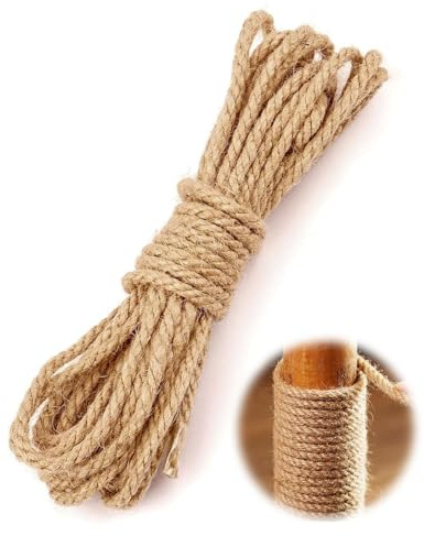 FUGLUS Hanfseil, Juteseil 20 m 4 mm, Bindegarn,Drehbinder,strick rope,kordelband,seile, Natur Tau Seil Kordel, Juteschnur Bastelschnur für Garten,Bündeln,DIY Kunsthandwerk und Dekoration