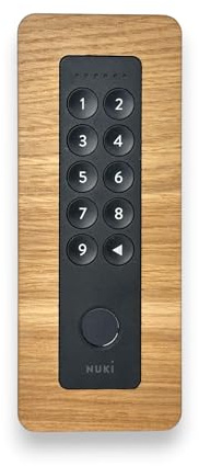 Unterputz-Set kompatibel mit Nuki Keypad 2, optional 5–24 V DC Dauerstrom oder Batteriebetrieb – bündige, Elegante Wandmontage, Holz, Edelstahl (Eiche (lackiert))