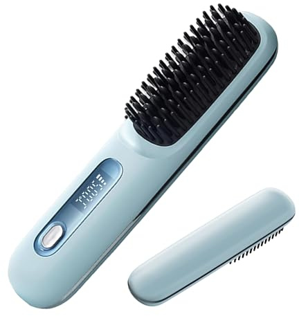 Hair Straightener - Cordless Straightener Brush for Quick Styling, 3 Temperature Settings with Ceramic Plates, Professional Comb for Wet Dry Hair, Home Beach Salon Travel, Lightweight Design