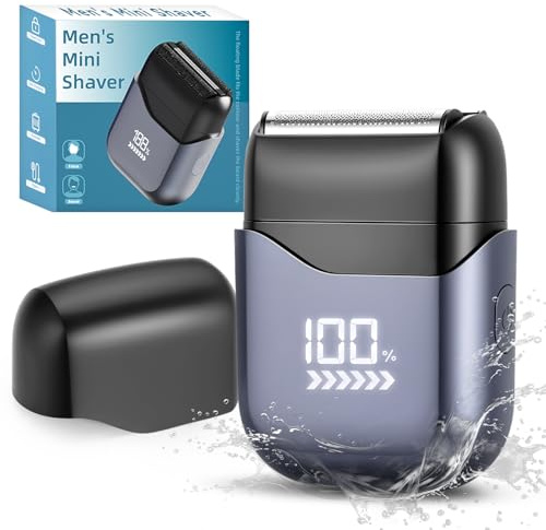 Kiaxffy Mini Rasoir Électriques Hommes,IPX7,Wet & Dry PortableTondeuse Barbe avec Affichage LED,têtes flexibles 3D,Rechargeable USB, pour maison, voyages