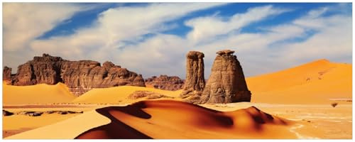 Wallario Memoboard aus Glas mit Motiv, Magnet-Tafel in 32 x 80 cm in Premium Qualität Felsen und Sand in der Sahara Wüste