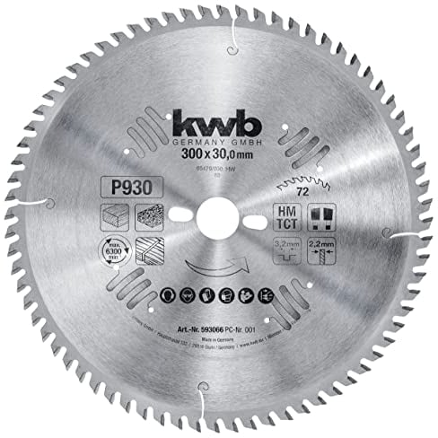 kwb Kreissägeblatt 300 x 30 mm, sehr feiner Schnitt, Sägeblatt geeignet für Arbeitsplatten, Holz und beschichtete Platten