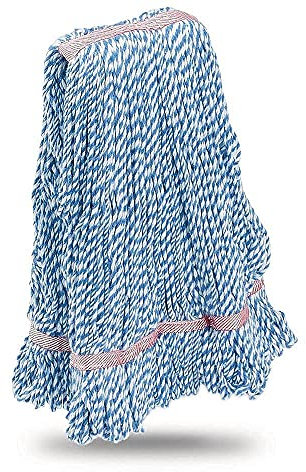 Libman Commercial 969 Medium Rayon Blend Wet Mop Head, Blend of Rayon, Polyester, and Cotton, 20 oz, Blue and White (Pack of 6)