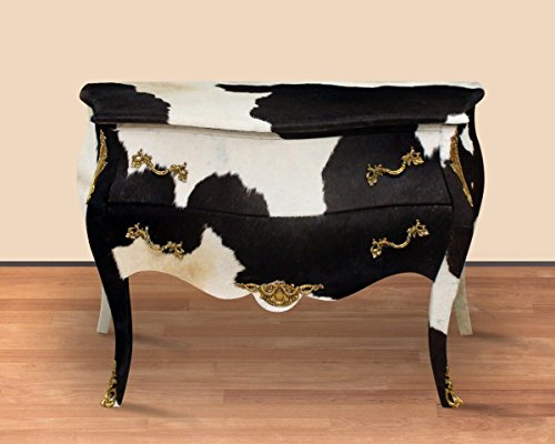 Casa Padrino Barock Kuhfell Kommode Schwarz/Weiß 120 x 55 x H. 85 cm - Antik Stil Möbel