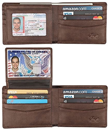 Wallet for Men-Genuine Leather RFID Blocking Bifold Stylish Wallet With 2 ID Window (Coffee-galaxy)